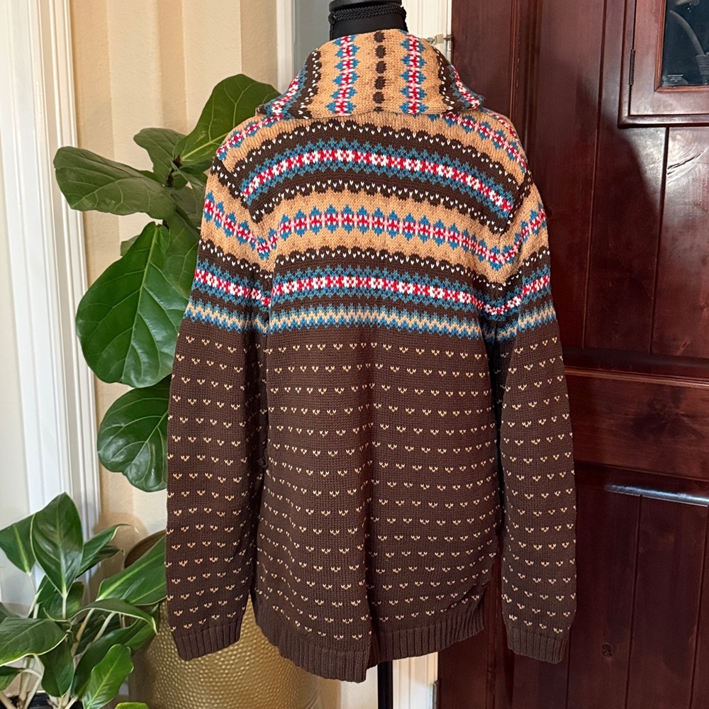 Chaps Ralph Lauren Vintage Fair Isle Shawl Cardigan Size L - Picture 7 of 16